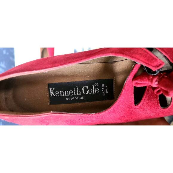 Vintage Kenneth Cole Red Suede Row Bow Flats Size 8 - Picture 7 of 9